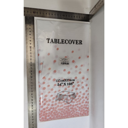Fata de Masa, Cyrax, din PEVA, Imprimeu Buline, 137 x 274 cm, Impermeabila, Fara Pete, Curatare Rapida, Roz