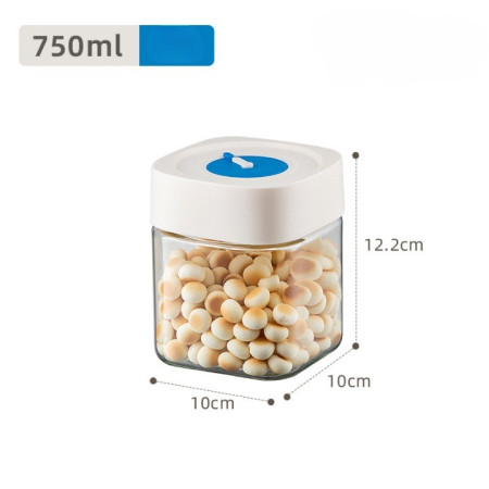 Borcan din Sticla de Inalta Calitate, Cyrax, Capac Ermetic, Uz Casnic, Depozitarea Condimentelor sau a Alimentelor Umede si Uscate, 750 mL, 10x10x12.2 cm, Alb