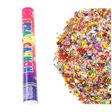 Tub de Confetii, Cyrax, Clasic, 60x5 cm, Confetii Asortate din Plastic, Eliberare prin Rasucire, Multicolor