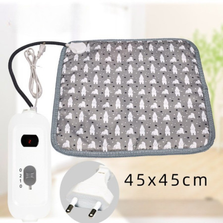 Patura electrica pentru animale de companie, perna pentru caini, 45 x 45 cm, 25W,  2 trepte de reglaj perna pentru pisici, anti-alunecare, Gri