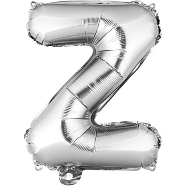 Balon Folie Metalizata Litera Z, Cyrax, 40 cm, Umflati cu Heliu sau Aer, Ambalaj Individual, Pai inclus, Argintiu