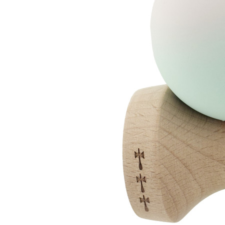 Kendama X Originala, Profesionala, Cyrax, Rubber Grip, Cupe Mari KING SIZE V3, Gaura in Baza, Rulment Metalic, din lemn 18 cm, Ata 62/65 cm, Gradient Roz/Verde