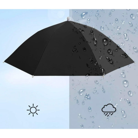 Umbrela de Cap,  Diametru 69 cm, Banda Elastica de Cap, Protectie UV/Ploaie, Negru
