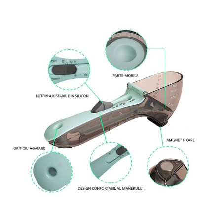 Set 2 Cupe Gradate pentru Bucatarie, Cyrax, Cupe de Masurat Reglabile, Ergonomic, Confortabil, pentru Lichide si Solide, Volum ajustabil 5-30ml, 30-130ml, Culoare Albastru