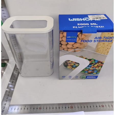 Cutie de Depozitare Alimente, Cyrax, 2L, Capac Alb, din ABS+Silicon, 14.5 x 9 x 22.2 cm, Transparent