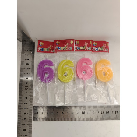 Lumanare Tort, cifra 6, Cyrax, Culoare Random