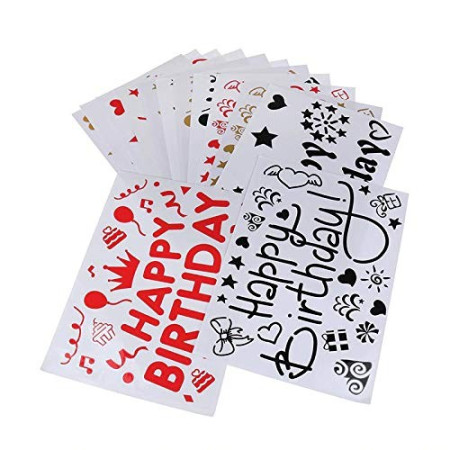 Sticker Autocolant pentru Baloane, Cyrax, Tematica Aniversare, Model Happy Birthday, 29x21 cm, Rosu