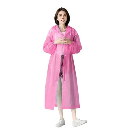 Pelerina de Ploaie,  pentru Adulti 150-180 cm, din EVA, Impermeabila, Rezistenta la Vant, Inchidere cu Capse, 140 g, Roz