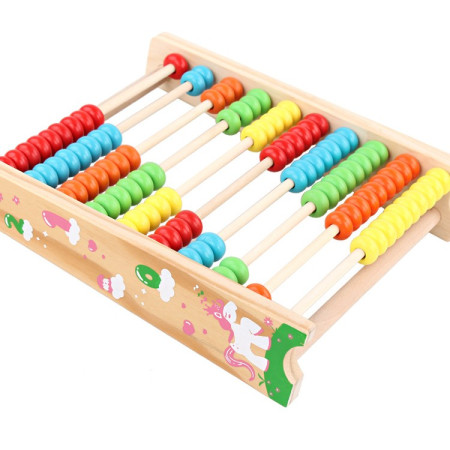 Numaratoare Cyrax, din Lemn, Vopsea Ecologica, 10 Siruri x 10 Margele, 4-6 Ani, 24.5 x 20.5 cm, Multicolor