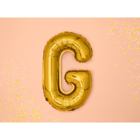 Balon Folie Metalizata Litera G, Cyrax, 80 cm, Umflati cu Heliu sau Aer, Ambalaj Individual, Pai inclus, Auriu