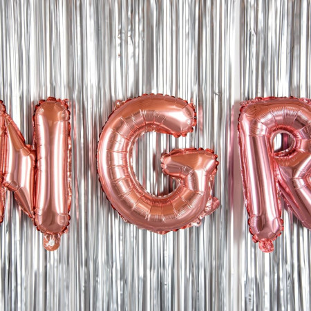 Balon Folie Metalizata Litera G, Cyrax, 40 cm, Umflati cu Heliu sau Aer, Ambalaj Individual, Pai inclus, Rose Gold