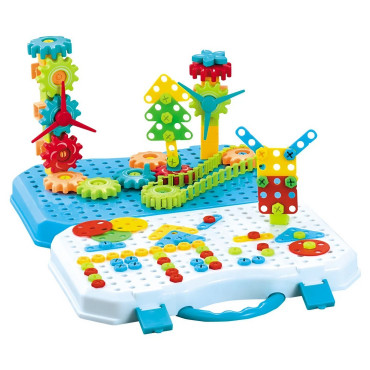 Set Constructie Bormasina Magica cu Servieta, Cyrax, 310 Piese, Albastru, Piese Multicolore, Plastic, 31x46 cm