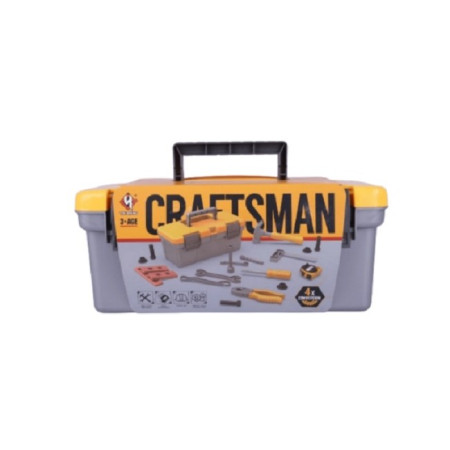 Trusa Scule si Unelte de Jucarie pentru Copii, Cyrax, 19 Piese Material Plastic, Interactiv, +3 Ani, 27.5x15.5x13 cm, Gri/Portocaliu