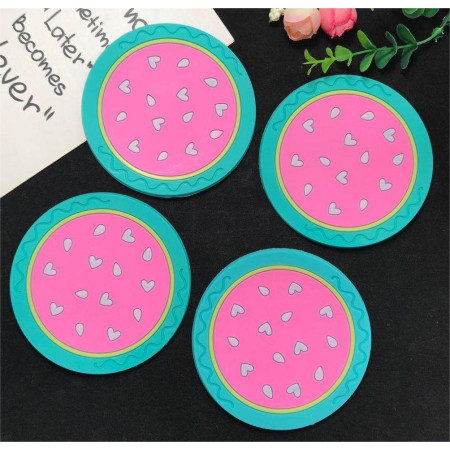 Suport pentru Pahar, Cyrax, Model Pepene, din PVC, 10 cm, Rezistent la Caldura, Verde/Roz