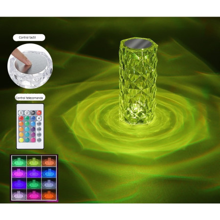 Lampa de birou pe LED RGB,  dimmer tactil, 3 nivele de intensitate, Cristal Acrilic, cu telecomanda