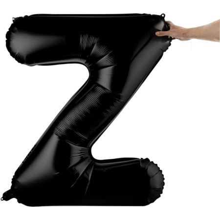 Balon Folie Metalizata Litera Z, Cyrax, 40 cm, Umflati cu Heliu sau Aer, Ambalaj Individual, Pai inclus, Negru