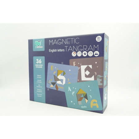 Cyrax Joc Magnetic Tangram, tabla si forme diverse magnetice, 34 de piese, pentru copii, +3 ani, multicolor