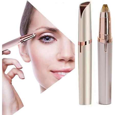 Trimmer Facial, Cyrax, pentru Sprancene, Incarcare USB, 1.5 x 13 cm, din ABS, Sampanie