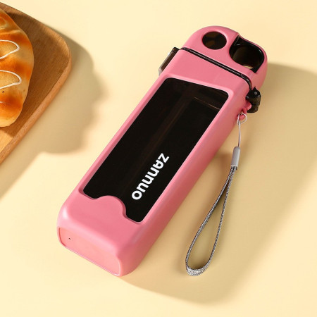 Sticla de Apa pentru Sport, Cyrax, 350 ml, cu Pai si Capac, 23x7x4.4 cm, Buton de Blocare, din PC, Roz