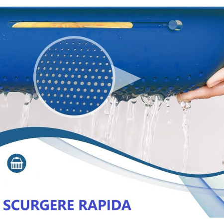 Cos pentru Scurgere Chiuveta de Bucatarie, Cyrax, Plastic, Telescopic, 36x20x5 cm, Albastru