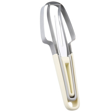 Taietor Decojitor pentru Pepene, Cyrax, pentru Legume si Fructe, Multifunctional, Set din 3 Parti, Otel Inoxidabil si Plastic PP, 22.5 x 7 cm Galben