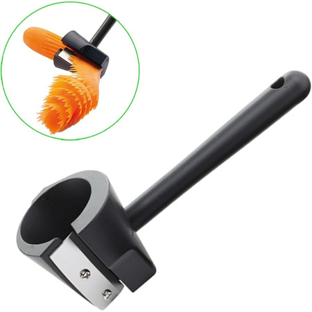 Accesoriu pentru Taiat in Forma de Spirala, Cyrax, Multifunctional pentru Legume, Cutit pentru Spirale, 16x5.5 cm, Negru