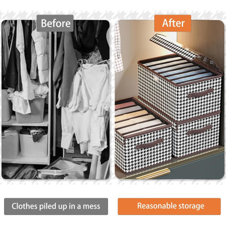 Cutie De Depozitare,  Pentru Haine, Lenjerie, Sosete Si Sutiene, Material Textil, 6 Compartimente, 44x30x20 cm, Culoare Alb-Negru