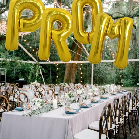 Balon Folie Metalizata Litera R, Cyrax, 80 cm, Umflati cu Heliu sau Aer, Ambalaj Individual, Pai inclus, Auriu