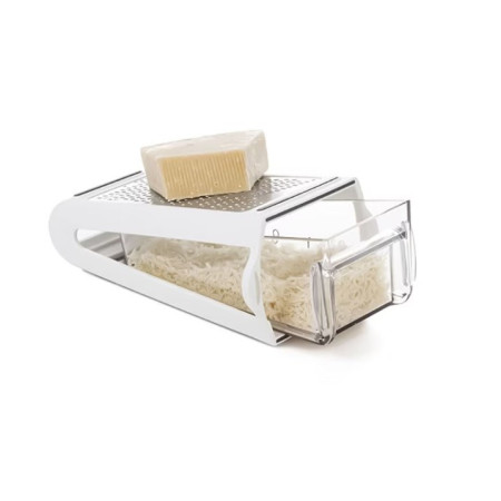 Razatoare de bucatarie cu cutie colectoare Cyrax, doua tipuri de lame, carcasa inox si ABS, design practic, alb