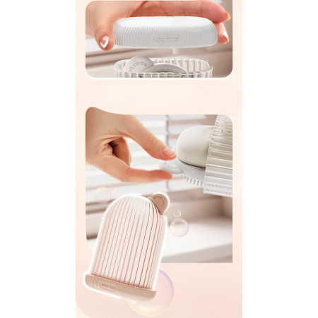 Sapuniera de Calatorie,  Suport pentru Sapun cu Scurgere a Apei, Recipient cu Capac Depozitare, Savoniera pentru Baie, 12.6x6.1x8.4cm, Roz