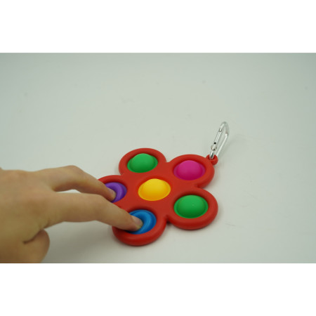 Cyrax Jucarie Push Pop Bubble Fidget, Pop It, breloc antistres, Floare, Multicolor/Rosu