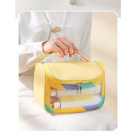 Geanta Cosmetice de Voiaj Cyrax, Impermeabila, Translucida Mata, 22 x 16 x 14 cm, Galben