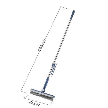 Perie de Curatare pentru Podele si Rosturi,  Lungime Maner 105 cm, Capat Pivotant 180 Grade, Peri din PP, Otel si Plastic, Cleste pentru Scame si Par Inclus, Albastru