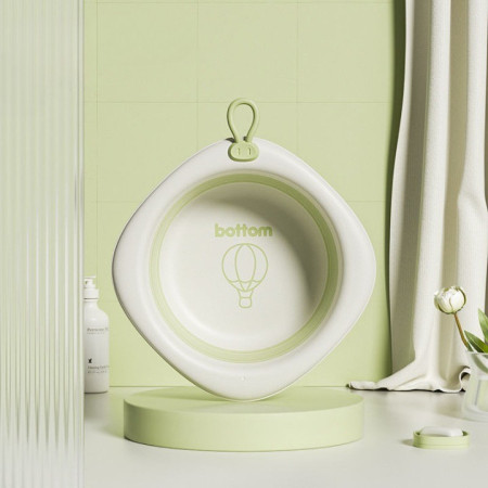 Cada Pliabila pentru Baie pentru Copii, Cyrax, Cadita pentru Bebelusi, Model Romb cu Balon, Verde, 31.5x31.5x3.5 cm, 3L