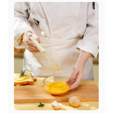 Set 6 Ustensile de Bucatarie, Cyrax, din Silicon+Inox, Termorezistente, Antiaderente, 23 x 13 x 3 cm, Alb Ivory