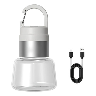 Lampa Portabila,  de Voiaj/Camping, Incarcare USB, IPX5, LED RGB, din ABS, 300 mAh, 10 x 5.5 x 5.5 cm, Alb