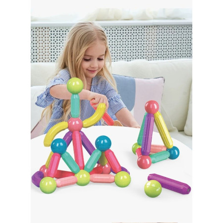 Set 42 de Piese Magnetice de Constructie, Cyrax, Puzzle, Forme, 3 Ani, ABS, Magnet, 20x6.5x18 cm, Multicolor