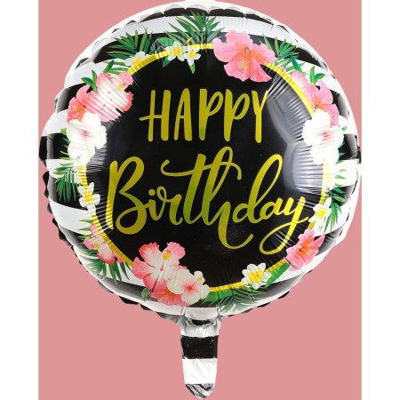 Balon din Folie Metalizata, Cyrax, Figurine, Model 4, Happy Birthday, Tematica Aniversare, 45 cm, Ambalaj Individual, Pai Inclus, Umflare cu Aer sau Heliu, Multicolor