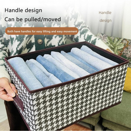 Cutie De Depozitare,  Pentru Haine, Lenjerie, Sosete Si Sutiene, Material Textil, 7 Compartimente, 44x30x20 cm, Culoare Alb-Negru