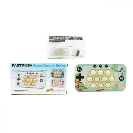 Jucarie interactiva tip consola pentru copii Cyrax, speed push whack-a-mole, joc de viteza pop it, material ABS/silicon, cu nivele, sunete si lumini, 15.5 x 7.6 x 5.3 cm, model dinozaur, verde