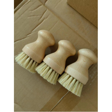 Perie de Curatat Vase si Alimente, Cyrax, din Lemn de Bambus, 8 x 5 cm, Perie din Sisal, Maro