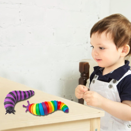 Jucarie Senzoriala Antistres, Cyrax, Fidget Toys, Omida Curcubeu, 18.6 cm, Functie de Luminat, +3 Ani, Multicolor