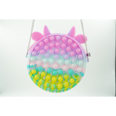 Jucarie antistres din silicon Cyrax, Pop it Now and Flip It ,Geanta ,Multicolor