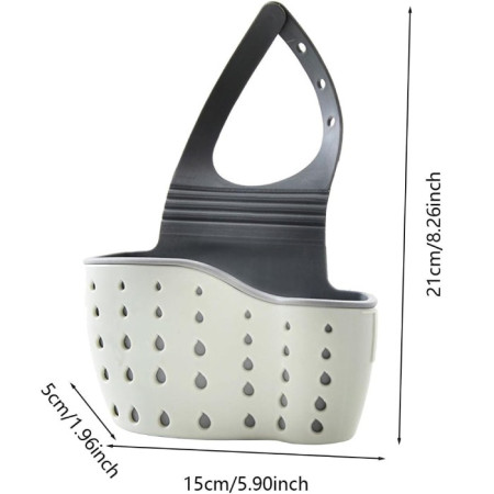 Suport Scurgere pentru Burete si Laveta de Vase Bucatarie, Cyrax, Verde, Curea Reglabila, Plastic Flexibil, 15x 5x 21cm