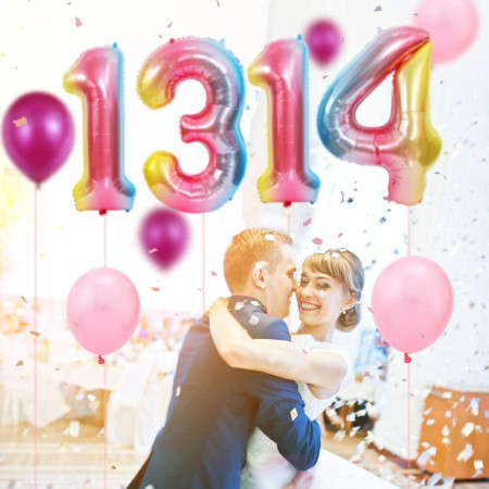 Balon din Folie Metalizata Gradient Cyrax, Figurina Cifra, Tema Aniversare 100 cm, Ambalaj Individual, Pai inclus, Umflare cu Aer sau Heliu, Multicolor, Cifra 4