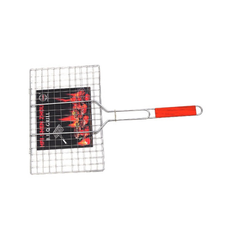 Gratar pentru Peste si Carne, Cyrax, Suprafata Utila 32x19 cm, Otel Inoxidabil, cu Maner, Portabil, Argintiu