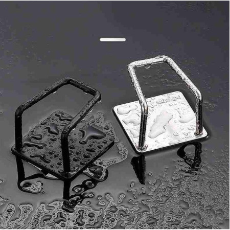 Organizator bucatarie Cyrax cu adeziv, carlig-suport pentru burete, accesorii bucatarie, 5x5x3,5 cm, otel inoxidabil, negru