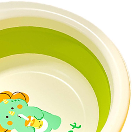 Cada Pliabila pentru Baie pentru Copii, Cyrax, Cadita pentru Bebelusi, Model Rotund cu Dinozaur, Verde, 30x30x3.7 cm, 4L