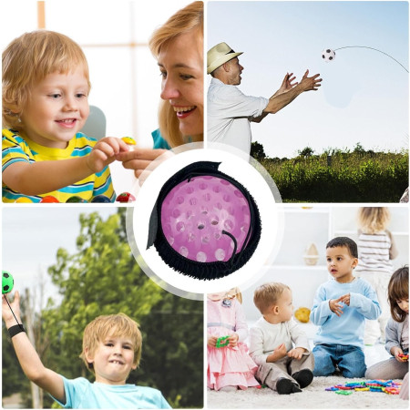 Jucarie Interactiva, Cyrax, Minge Saltareata Crystal Ball, cu Banda Elastica, 6 cm, +7 Ani, din Plastic, Roz