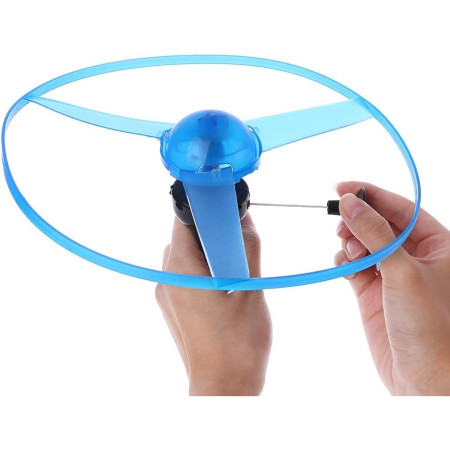 Jucarie Disc Zburator, Distractiv pentru Copii, Cyrax, Aruncator Manual din Plastic, cu Lumini, Albastru